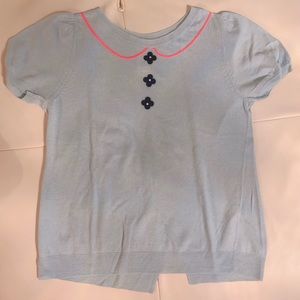 O’2nd Blue Knit Puff Sleeve Top